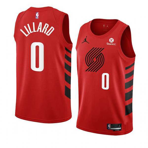 Mens Portland Trail Blazers #0 Damian Lillard 2022-23 Red Statement Edition Swingman Stitched Basketball Jersey Dzhi